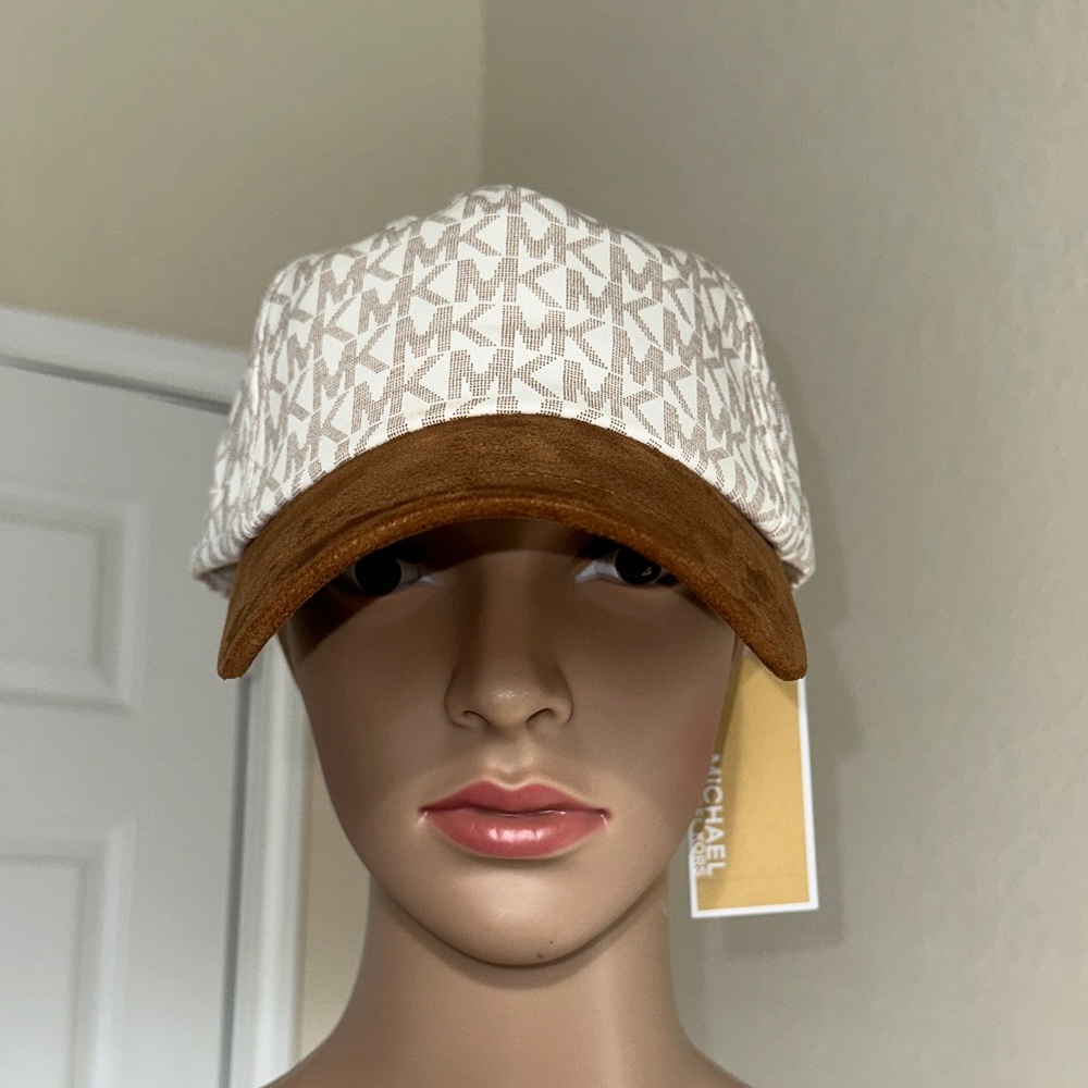 NWT Michael Kors Cream and Brown Monogram Women's Hat